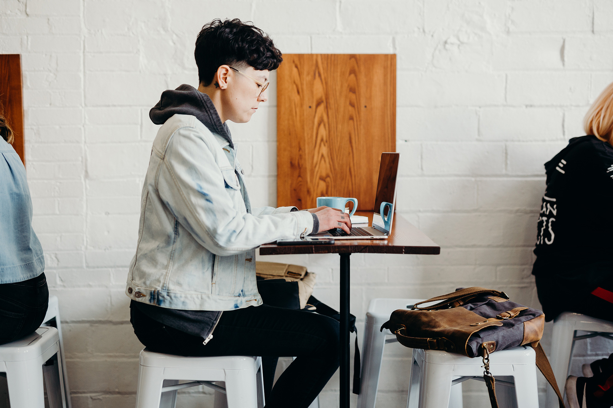 working in a coffee shop